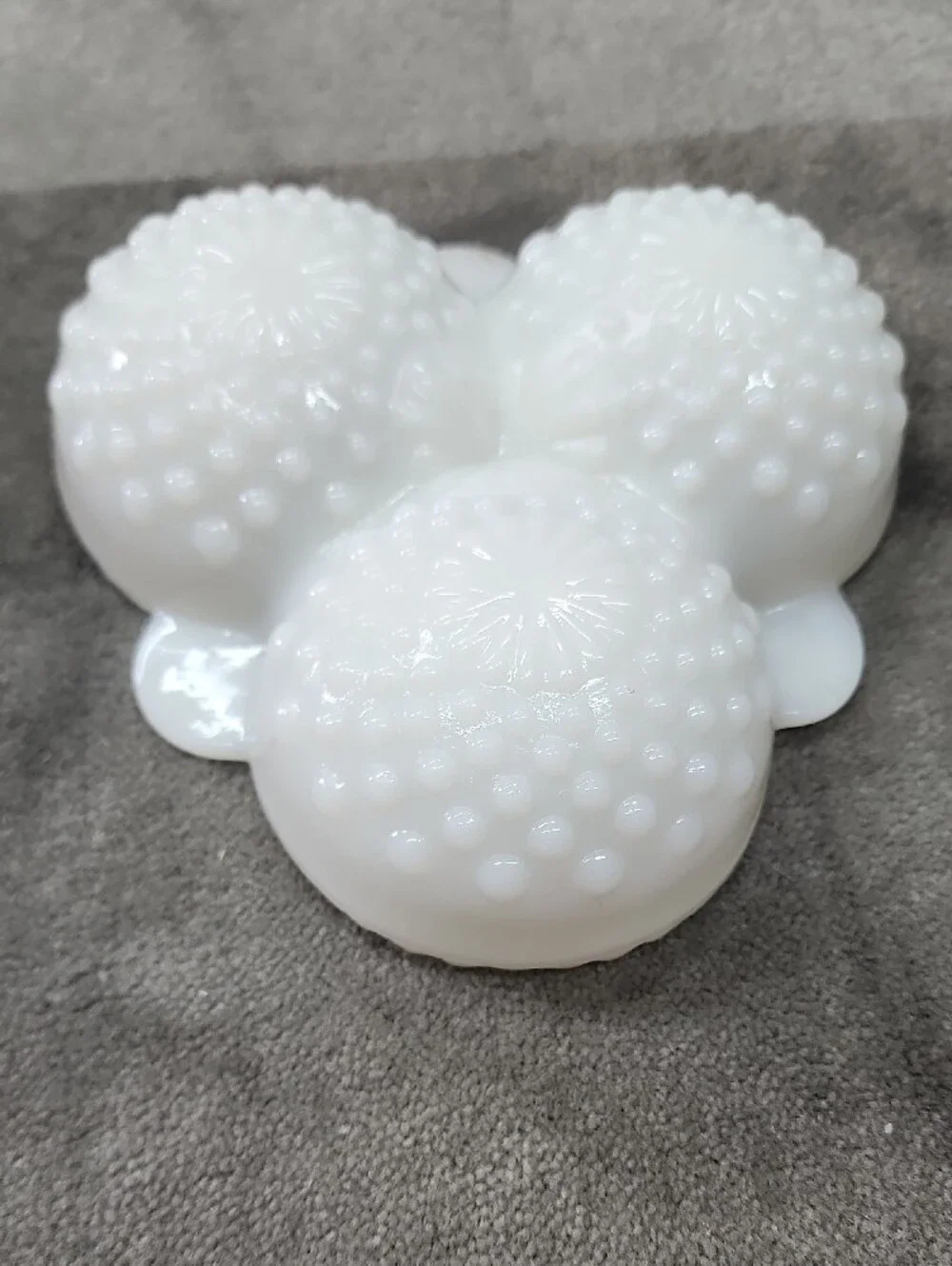 Vtg Milk Glass Hobnail 3-section divided relish or candy dishes